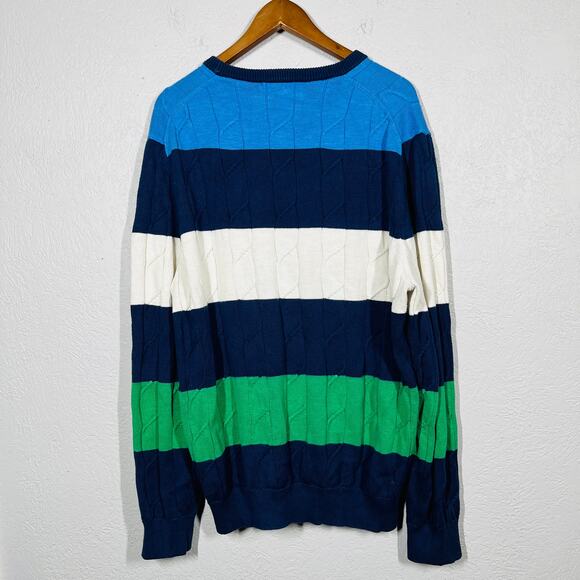 Vintage 90s Brooks Brothers Crew Neck Sweater Lightweight Stripe Block - XXL - Picture 5 of 6